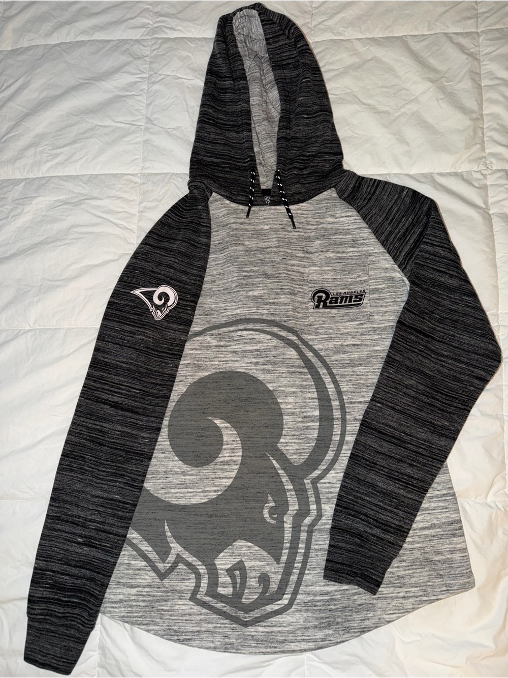 NFL Rams Men's Gray Raglan Hoodie M